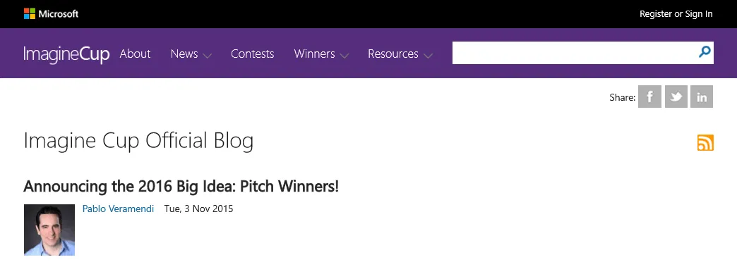 Microsoft Imagine Cup 2016: Big Idea Challenge: Pitch