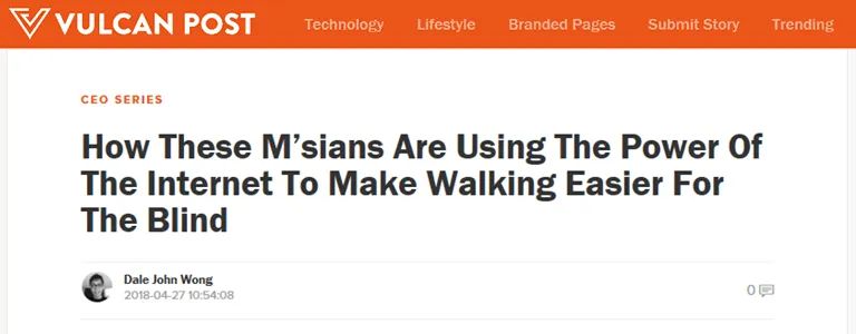 VulcanPost: How These M’sians Are Using The Power Of The Internet To Make Walking Easier For The Blind