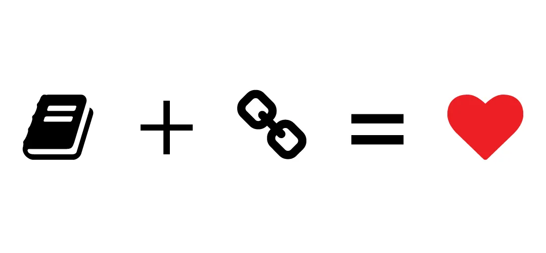 A math equation: Book + Blockchain = Love
